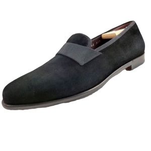 Salvatore Ferragamo Rio Black Suede Tuxedo Shoes Loafers 10.5 D